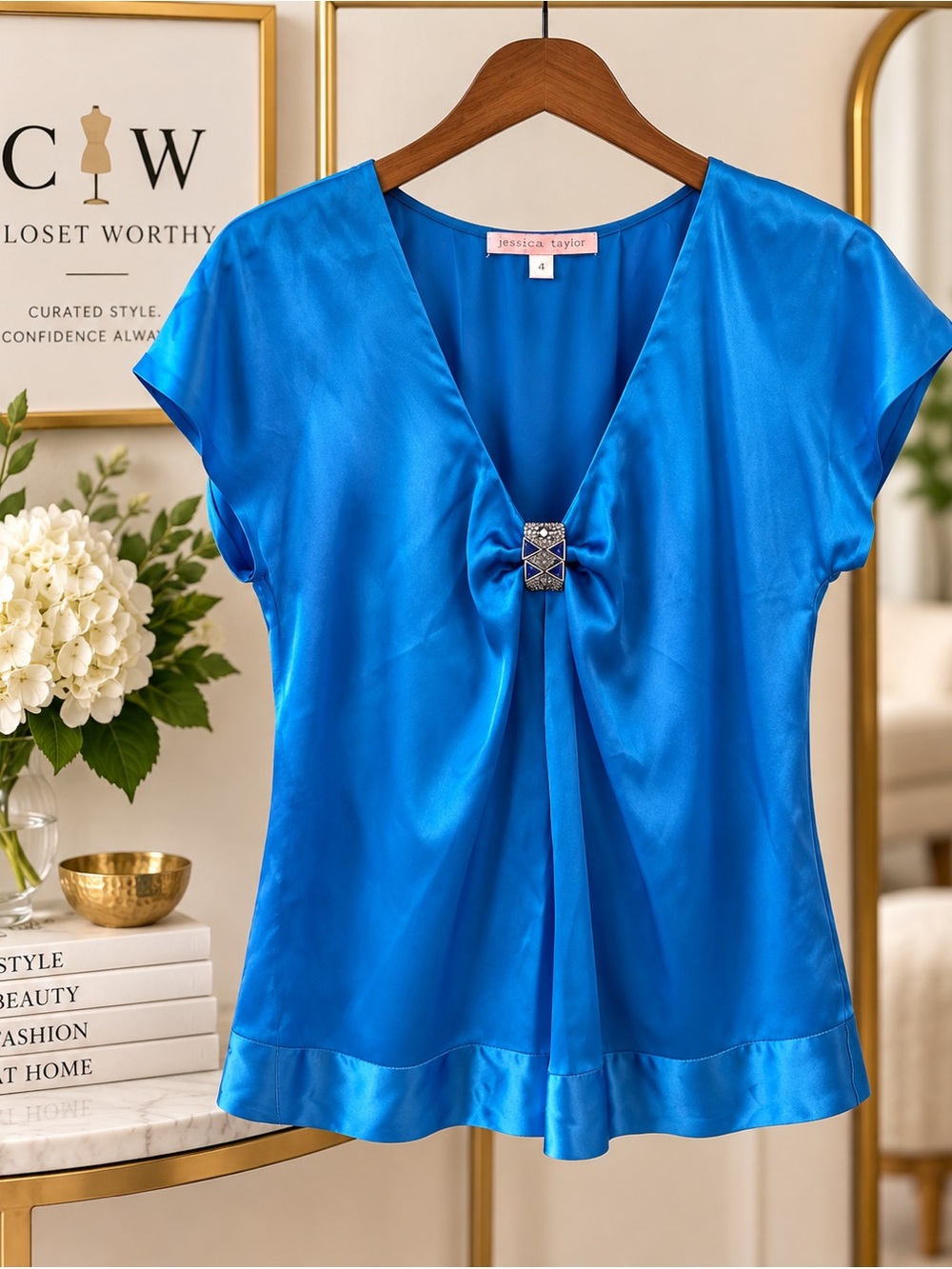 REBECCA TAYLOR SILK JEWELED BLOUSE | SIZE 4 | NWT